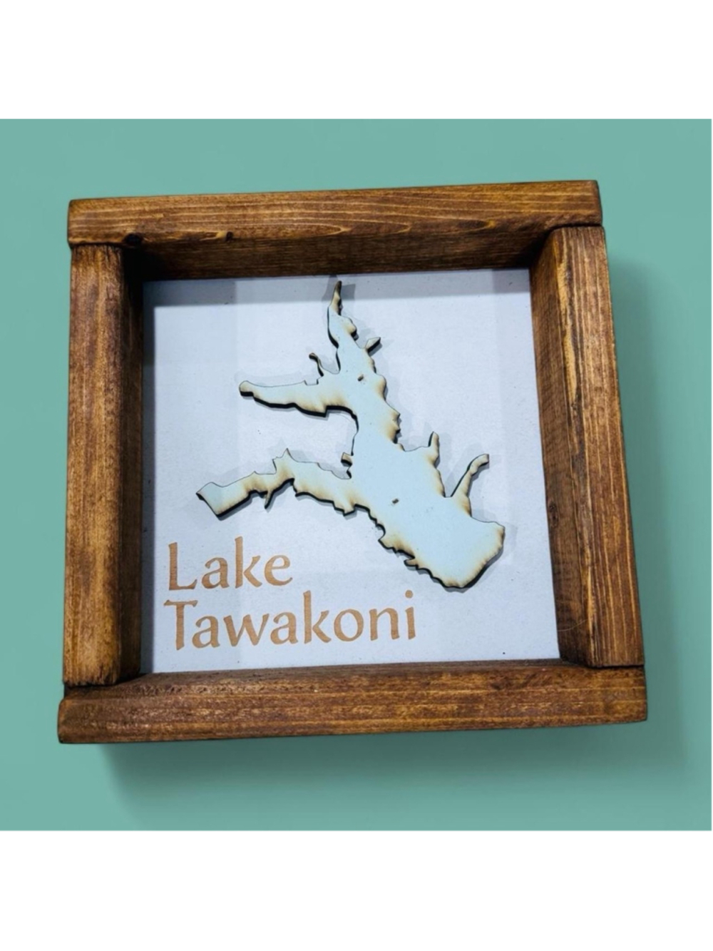 Lake Tawakoni Wood Wall Art Framed Lake Map Sign Rustic Cabin Man Cave Decor 7”